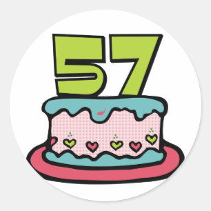 57 Year Old Birthday Cake Classic Round Sticker