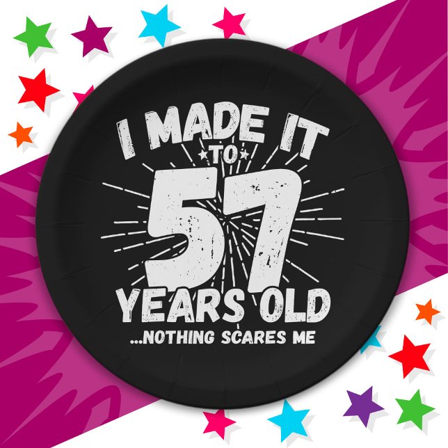 57 Year Old Sarcastic Meme Funny 57th Birthday Paper Plates (Creator Uploaded)