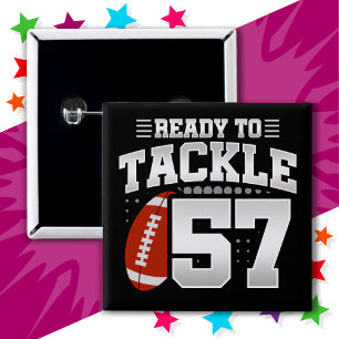 57 Year Old Tackle Football Party 57th Birthday Button