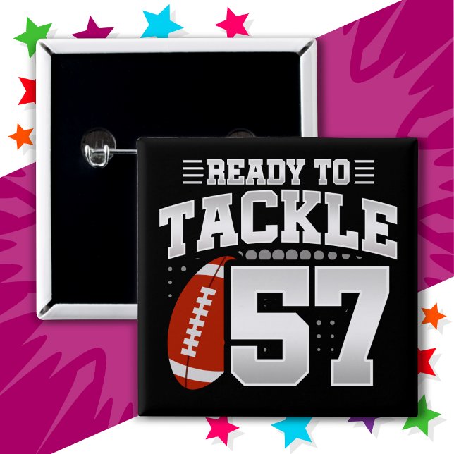 57 Year Old Tackle Football Party 57th Birthday Button (Creator Uploaded)