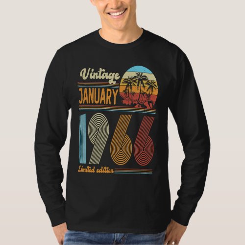 57 Years Old Birthday  Vintage January 1966 Women  T_Shirt