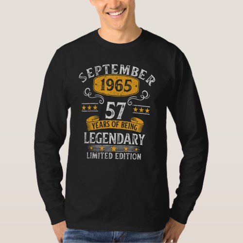 57 Years Old Legend Since September 1965 57th Birt T_Shirt