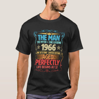 57 Years Old Vintage 1966 Man Myth Legend 57Th Bir T-Shirt