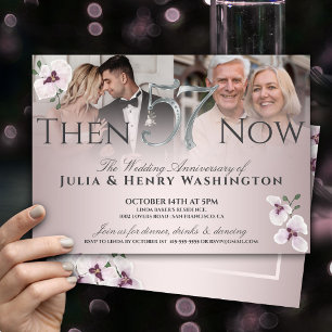 57th Anniversary Graceful Orchid Then And Now Invitation
