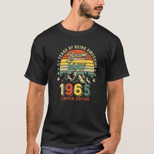 57th Birthday 57 Years Awesome Since May 1965 Vint T_Shirt