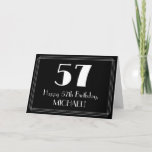 [ Thumbnail: 57th Birthday ~ Art Deco Inspired Look "57", Name Card ]