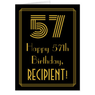 57th Birthday: Art Deco Inspired Look “57” + Name Card