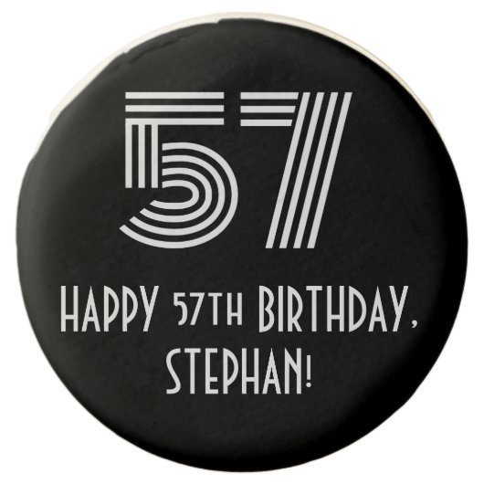 57th Birthday - Art Deco Inspired Look "57", Name Chocolate Covered Oreo (Front)