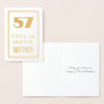 [ Thumbnail: 57th Birthday: Art Deco Inspired Look "57" & Name Foil Card ]