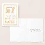 [ Thumbnail: 57th Birthday - Art Deco Inspired Look "57" & Name Foil Card ]