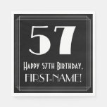 [ Thumbnail: 57th Birthday ~ Art Deco Inspired Look "57", Name Napkins ]