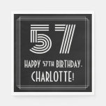 [ Thumbnail: 57th Birthday: Art Deco Inspired Look "57" + Name Napkins ]