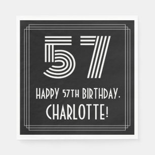 57th Birthday: Art Deco Inspired Look "57" + Name Napkins