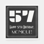[ Thumbnail: 57th Birthday: Art Deco Inspired Look "57" + Name Napkins ]