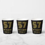 [ Thumbnail: 57th Birthday: Art Deco Inspired Look “57” & Name Paper Cups ]