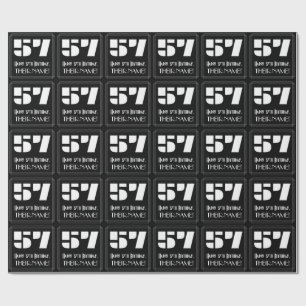 57th Birthday: Art Deco Inspired Look "57" & Name Wrapping Paper