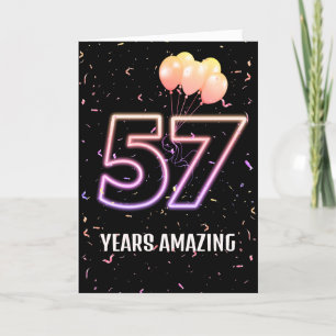 57th Birthday Balloons and Confetti Card