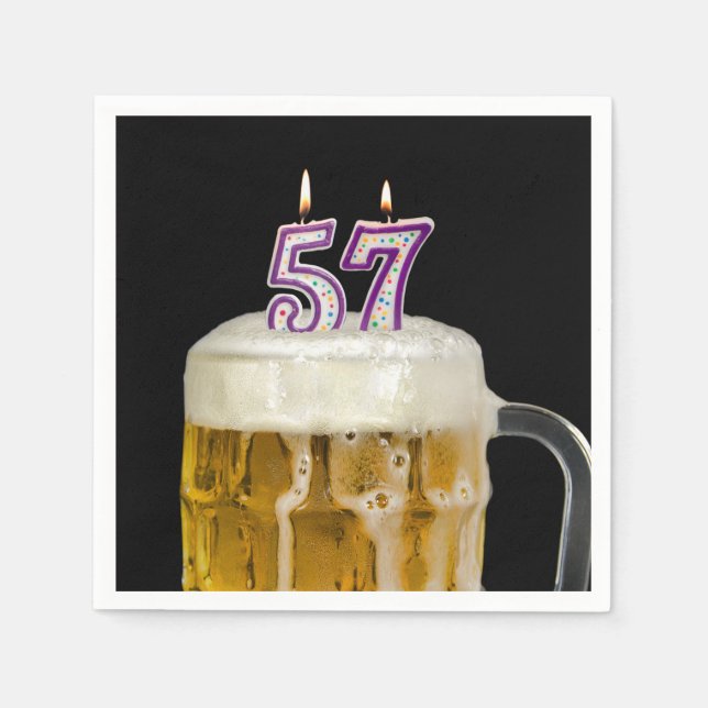 57th Birthday Beer on black Napkins (Front)