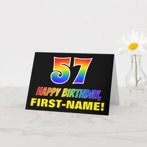 57th Birthday Bold Fun Simple Rainbow 57 Card