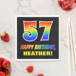 [ Thumbnail: 57th Birthday: Bold, Fun, Simple, Rainbow 57 Napkins ]