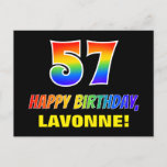 [ Thumbnail: 57th Birthday: Bold, Fun, Simple, Rainbow 57 Postcard ]