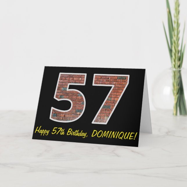 57th Birthday - Brick Wall Pattern "57" w/ Name Card (Front)