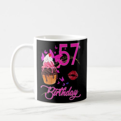 57th Birthday Butterflies and Cupcake  Coffee Mug