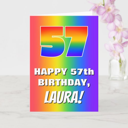 57th Birthday Colorful Fun Rainbow Pattern  57 Card