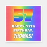 [ Thumbnail: 57th Birthday: Colorful, Fun Rainbow Pattern # 57 Napkins ]