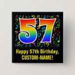 [ Thumbnail: 57th Birthday: Colorful Music Symbols, Rainbow 57 Button ]