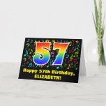 [ Thumbnail: 57th Birthday: Colorful Music Symbols & Rainbow 57 Card ]