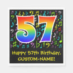 [ Thumbnail: 57th Birthday - Colorful Music Symbols, Rainbow 57 Napkins ]