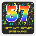 [ Thumbnail: 57th Birthday: Colorful Music Symbols, Rainbow 57 Sticker ]