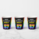 [ Thumbnail: 57th Birthday: Colorful Rainbow # 57, Custom Name Paper Cups ]