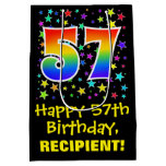 [ Thumbnail: 57th Birthday: Colorful Stars Pattern & Rainbow 57 Gift Bag ]