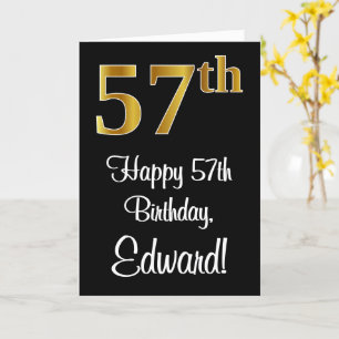 57th Birthday ~ Elegant Luxurious Faux Gold Look # Card