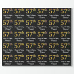 [ Thumbnail: 57th Birthday: Elegant Luxurious Faux Gold Look # Wrapping Paper ]