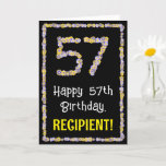 [ Thumbnail: 57th Birthday: Floral Flowers Number, Custom Name Card ]
