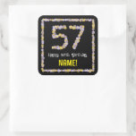 [ Thumbnail: 57th Birthday: Floral Flowers Number, Custom Name Sticker ]