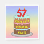 [ Thumbnail: 57th Birthday: Fun Cake and Candles + Custom Name Napkins ]