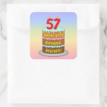 [ Thumbnail: 57th Birthday: Fun Cake and Candles + Custom Name Sticker ]