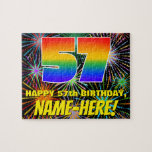 [ Thumbnail: 57th Birthday: Fun, Colorful Celebratory Fireworks Jigsaw Puzzle ]
