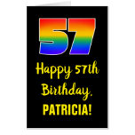 [ Thumbnail: 57th Birthday: Fun, Colorful, Happy, Rainbow # 57 Card ]