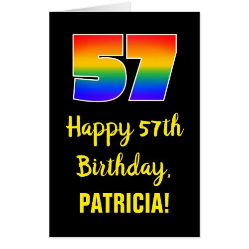 57th Birthday Fun Colorful Happy Rainbow  57 Card