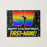 [ Thumbnail: 57th Birthday — Fun, Colorful Star Field Pattern Jigsaw Puzzle ]