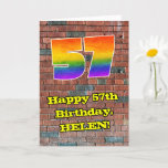 [ Thumbnail: 57th Birthday: Fun Graffiti-Inspired Rainbow 57 Card ]