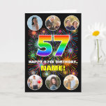 [ Thumbnail: 57th Birthday: Fun Rainbow #, Custom Name & Photos Card ]