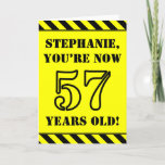 [ Thumbnail: 57th Birthday: Fun Stencil Style Text, Custom Name Card ]
