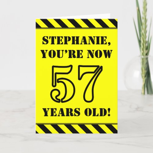 57th Birthday Fun Stencil Style Text Custom Name Card