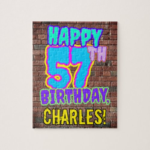 57th Birthday  Fun Urban Graffiti Inspired Look Jigsaw Puzzle